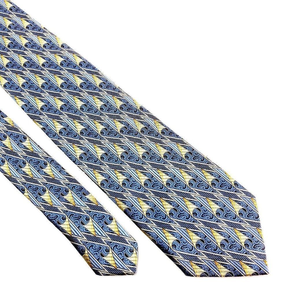 Ermenegildo Zegna Silk Tie Woven Yellow Blue